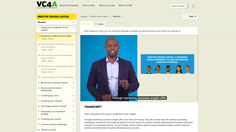 VC4A Launches First Dedicated Online Training Program for Africa’s Business Angels